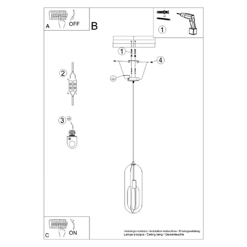 Sollux Lighting Hanglamp NICUS 1 wit - 11x11x140cm