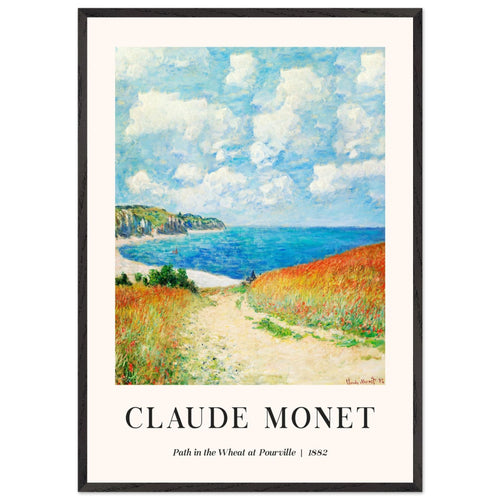Artfulprints Poster met Lijst Claude Monet - Path in the weath at Pourville   - 70x100 cm - Blauw
