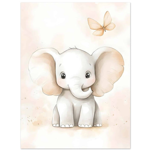 Artfulprints  Olifant met vlinder   poster 30x40 cm - vtwonen shop