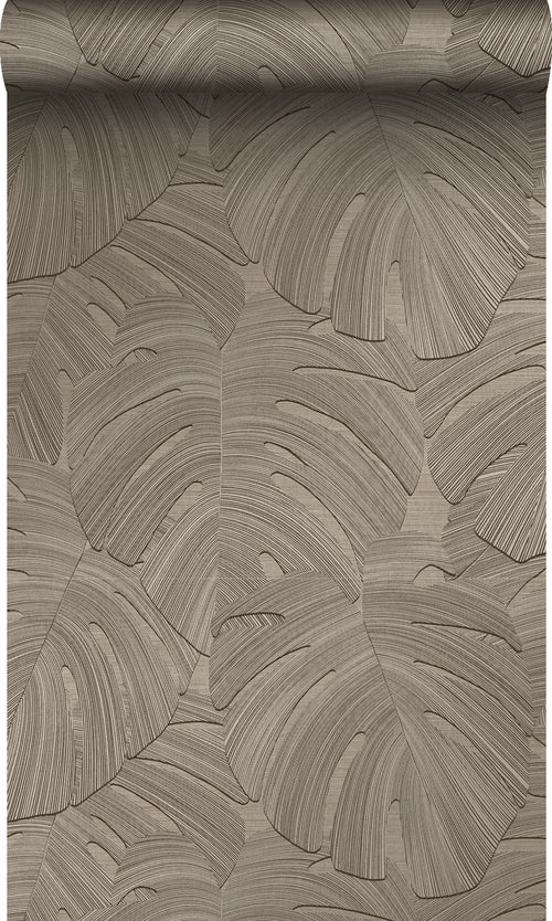 Origin Wallcoverings behang tropische bladeren donker beige - 53 cm x 10.05 m - 348026 - vtwonen shop