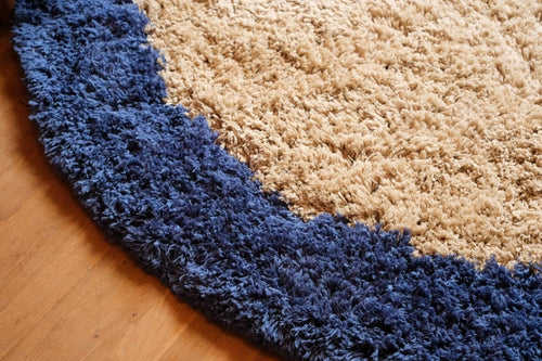 Interieur05 vloerkleed Pilo - hoogpolig - beige/blauw - Ø240 cm