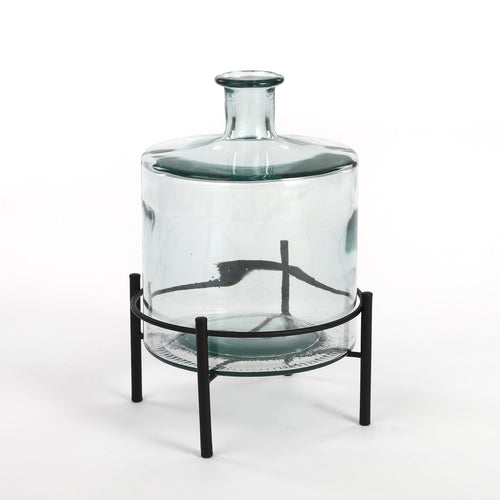 Mica Decorations Guan Fles Vaas - H26 x Ø21 cm - Gerecycled Glas - Transparant