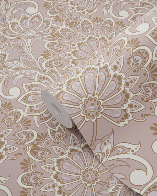 ESTAhome behang vintage bloemen taupe - 50 x 900 cm - 131087 - vtwonen shop