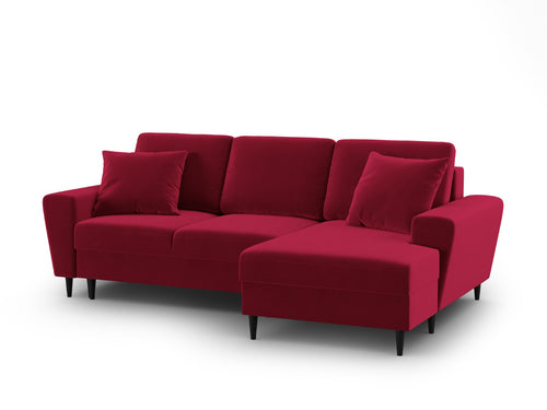 Cosmopolitan Design Converteerbare hoekbank rechts met opbergdoos Kyoto 4-zits, flueel rood - 145x241x88cm