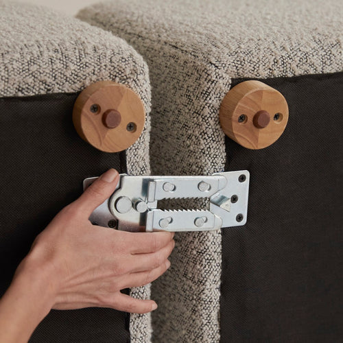 Tikamoon Modulaire hoekfauteuil van massief acaciahout en grijze stof - Grijs - vtwonen shop