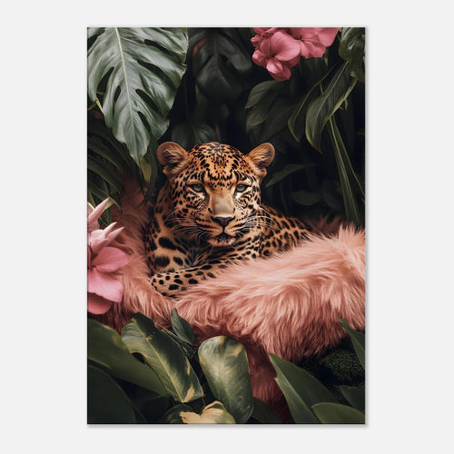 Artfulprints Canvas Tropical leopard canvas - 60x90 cm - Groen