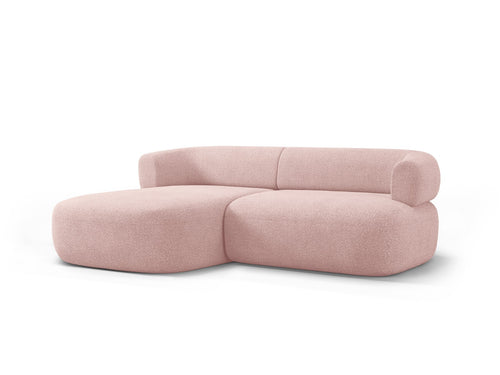 Micadoni linker hoekbank Jenny 5-zits, boucle poederroze - 145x200x73cm