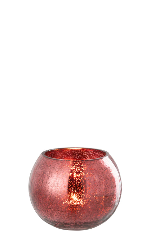 J-Line theelichthouder Bal Craquelé - glas - roze - medium