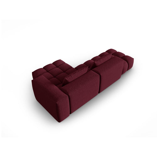 Cosmopolitan Design - Modulaire hoekbank rechts Verona 4-zits, structurele stof bordeaux - 145x265x70cm