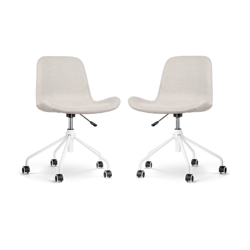Nolon Nout-Fé Bureaustoelen Set van 2 - Beige - Wit Onderstel