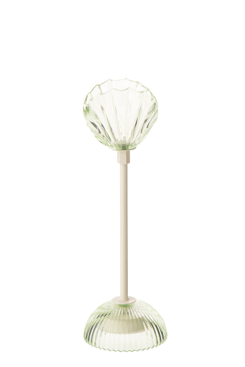 J-Line lamp Shell - ijzer - lichtgroen/wit - small - LED lichtjes