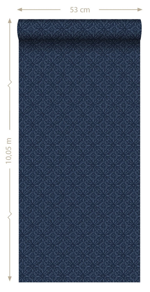 ESTAhome behang oosters motief blauw - 53 cm x 10.05 m - 148322
