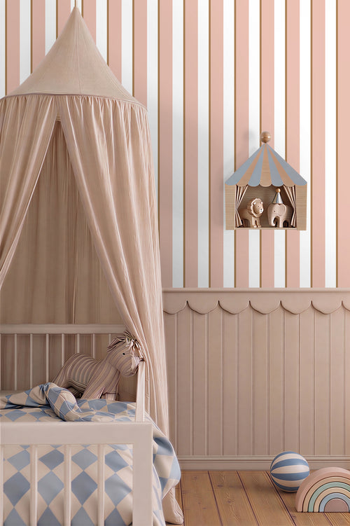 ESTAhome behang strepen roze en wit - 50 x 900 cm - 131911
