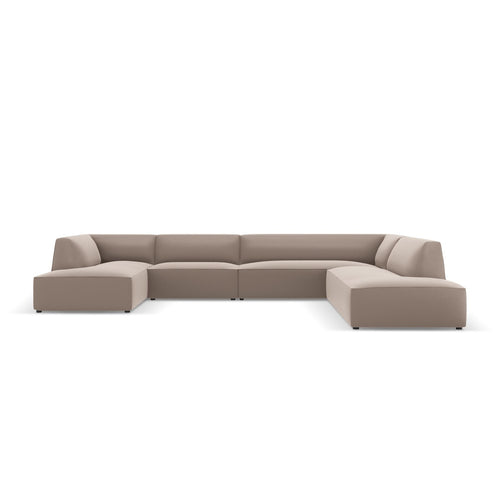 Cosmopolitan Design - Modulaire panoramische hoekbank rechts Siena 7-zits, imitatieleer lichtbruin - 273x366x69cm