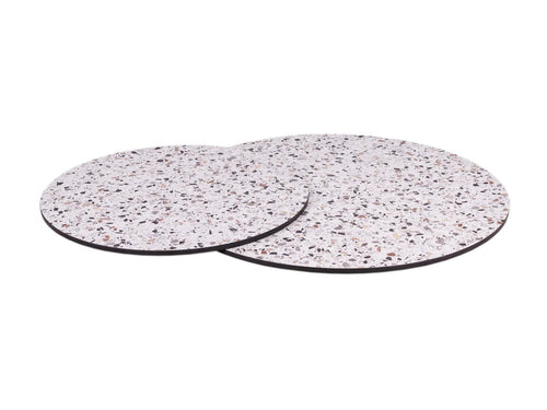 MaximaVida salontafel set Lucca 62 en 49 cm kruisframe zwart - HPL terrazzo look
