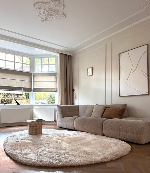 Organisch hoogpolig vloerkleed Odelia beige/wit - Interieur05 - 150 x 80 cm