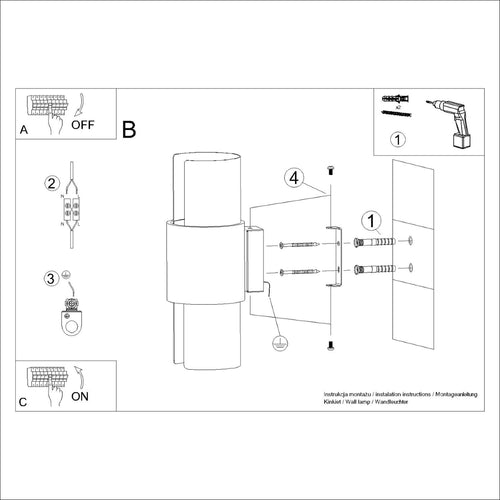 Sollux Lighting Wandlamp FLASH 2 wit - 10x12x37cm