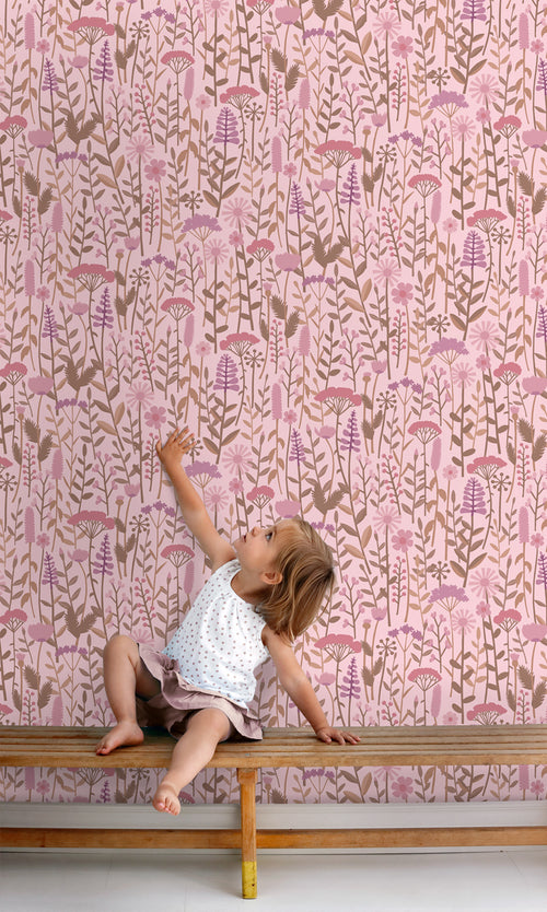 ESTAhome behang veldbloemen roze - 50 x 900 cm - 131551 - vtwonen shop