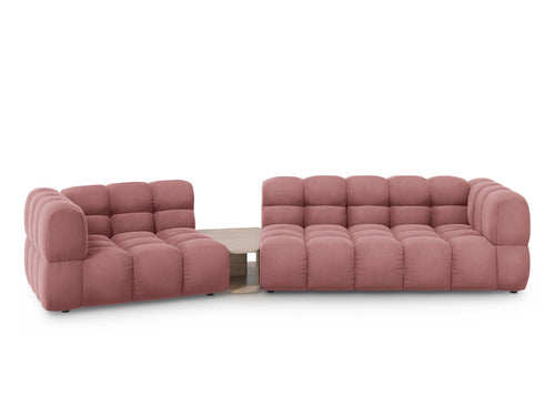 Cosmopolitan Design linker modulaire bank Sky 3-zits, flueel, zalm - 148x353x70cm