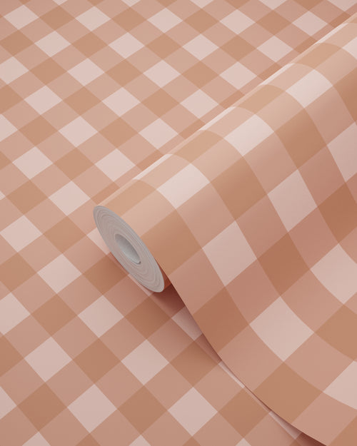 ESTAhome behang geblokt motief terracotta roze - 50 x 900 cm - 131296 - vtwonen shop