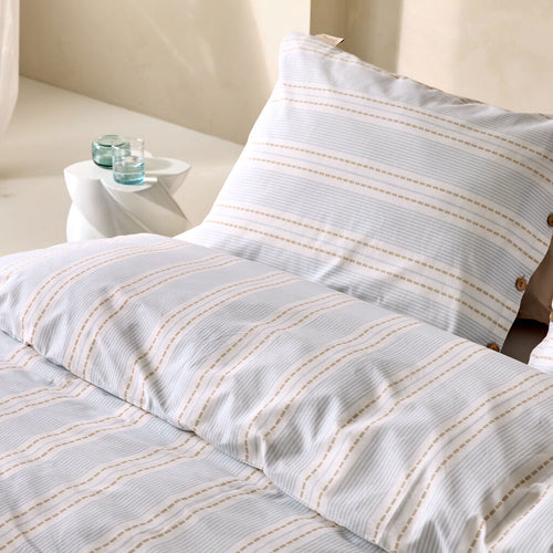 Walra - Dekbedovertrek Remade Striped Harmony - 200x220 cm - Off White / Blauw