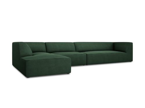 Micadoni linker hoekbank Ruby 5-zits, structurele stof, groente - 180x366x69cm