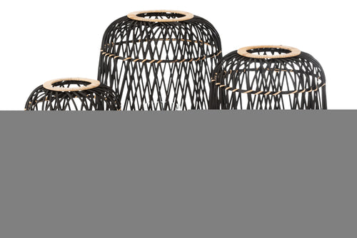 J-Line lantaarn Op Voet - bamboe - zwart/naturel - large - vtwonen shop