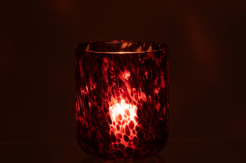 J-Line windlicht Gevlekt - glas - rood/zwart - large - vtwonen shop