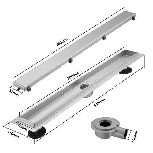 LOMAZOO douchegoot Nilo - geborsteld RVS - 80 cm
