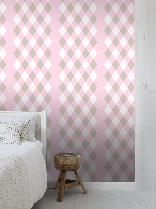 ESTAhome behang ruiten babyroze - 53 cm x 10.05 m - 114925
