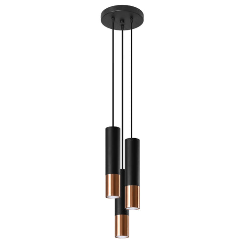 Sollux Lighting Hanglamp LOOPEZ 3P zwart/koper - 20x20x90cm