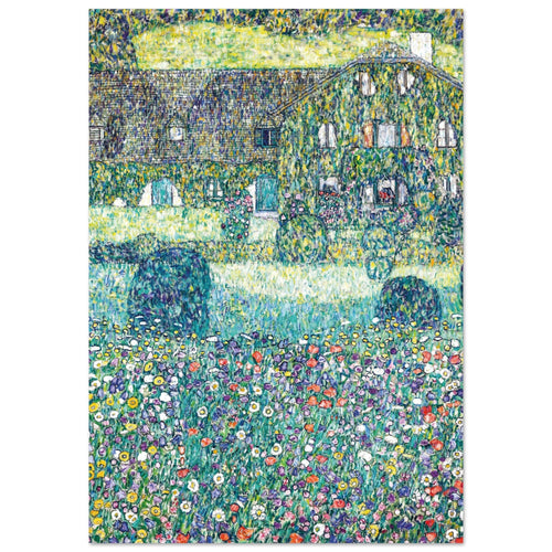 Artfulprints Poster met Lijst Gustav Klimt - Country house by the Attersee   - A4 21x29.7 cm - Donkergroen
