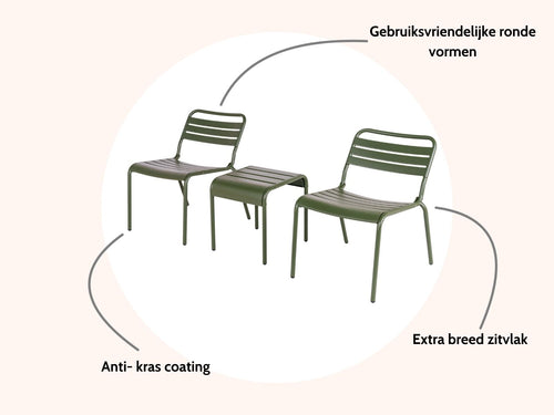 MaximaVida metalen loungestoel set Max XXL olijfgroen - vtwonen shop