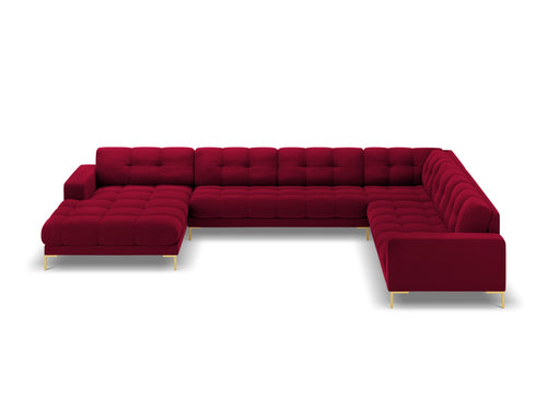 Cosmopolitan Design Panoramische hoekbank rechts Bali 7-zits, flueel, rood - 256x327x75cm