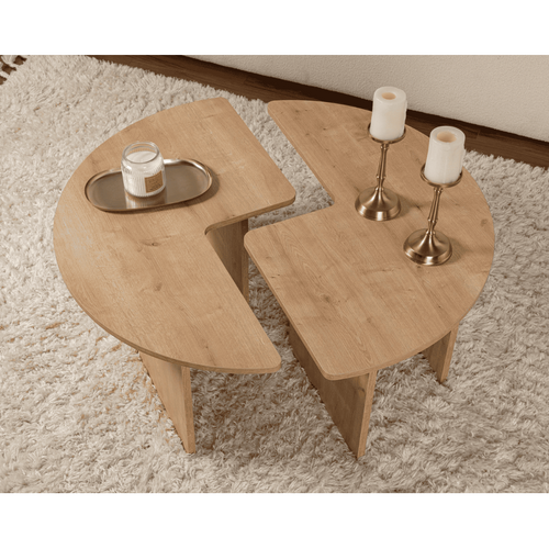 Calicosy - MOIRA Set van 2 salontafels - Hout - 90x90x41 cm