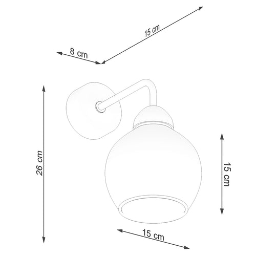 Sollux Lighting Wandlamp ALINO 1 zwart - 15x15x26cm