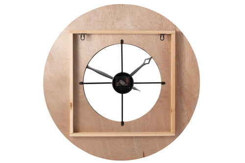 J-Line klok Sodi - hout - naturel/zwart - Ø 60 cm