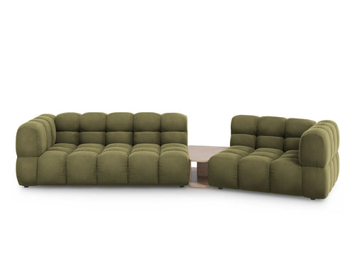 Cosmopolitan Design Rechte modulaire bank Sky 3-zits, flueel, lichtgroen - 148x353x70cm