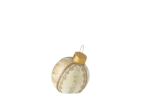 J-Line kerstbal Patroon - polyfoam/textiel - goud - small