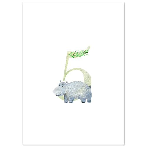 Artfulprints Poster Cijfer 5 kinderkamer   - 50x70 cm - Meerkleurig