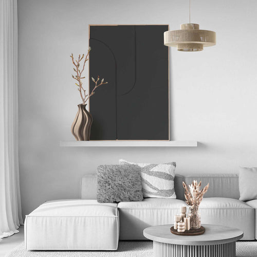 Reinders Saturn Charcoal schilderij 3d art -  zwart - woonkamer - 100x70cm