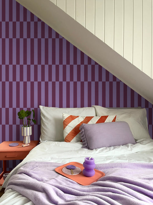 ESTAhome behang strepen aubergine paars - 50 x 900 cm - 131423 - vtwonen shop