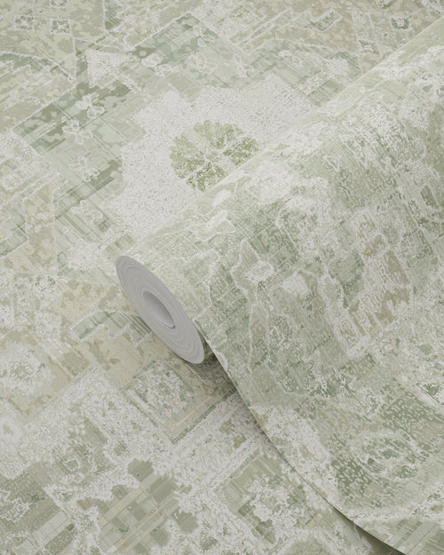 ESTAhome behang oosters kelim tapijt vergrijsd groen - 50 x 900 cm - 131358 - vtwonen shop