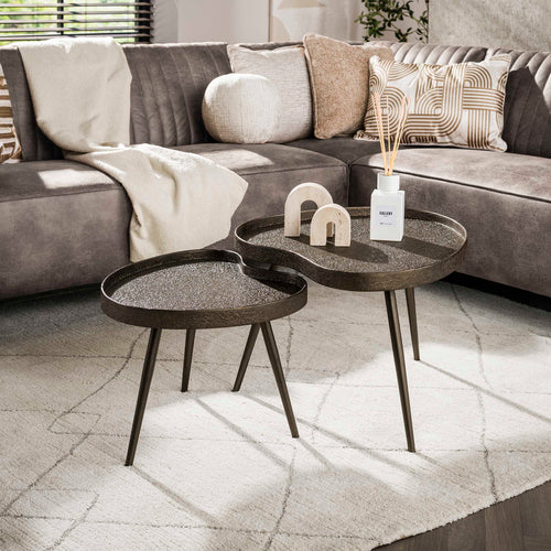 Giga Living Salontafel Contour - Niervormig Brons Metaal - Set Van 2