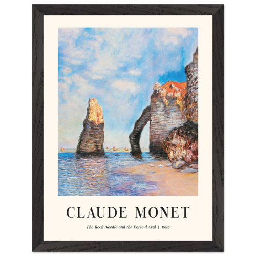 Artfulprints Poster met Lijst Claude Monet - The rock needle and the porte d'aval   - 30x40 cm - Lichtblauw
