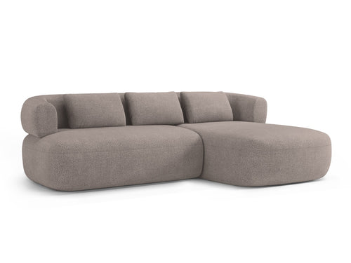 Micadoni rechter hoekbank Jenny 5-zits, boucle lichtbruin - 145x225x73cm