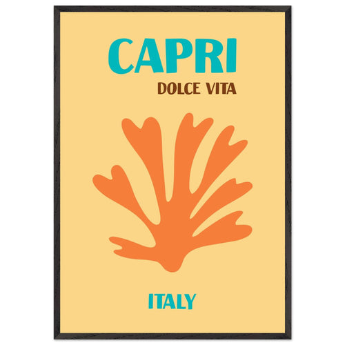 Artfulprints Poster met Lijst Italië - Capri   - 70x100 cm - Oranje