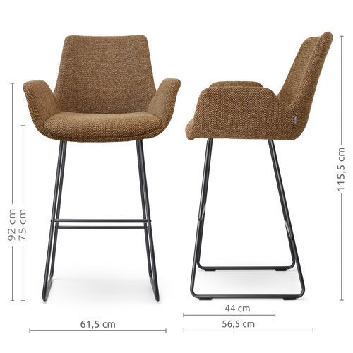 Nolon Nino-Eef barkruk bruin blend - zwart onderstel - 75 cm