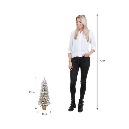 Black Box Trees Gerlos kerstboom met burlap groen frosted 30L TIPS 70 battery operated en timer - h75xd36cm