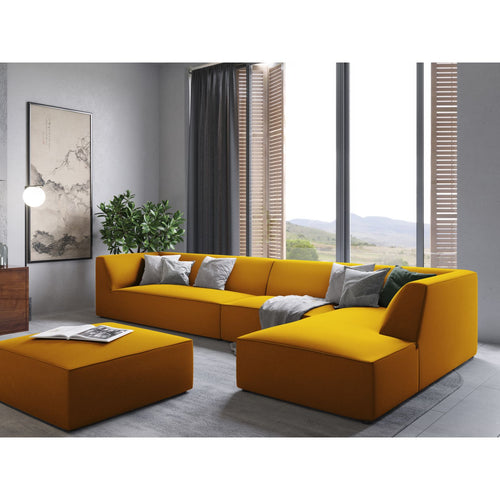 Cosmopolitan Design - Modulaire hoekbank rechts Siena 5-zits, flueel geel - 180x366x69cm
